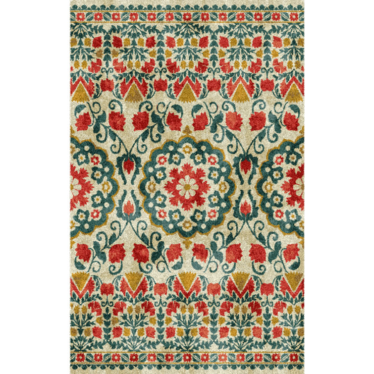 Bungalow Rose Floral Rug Wayfair